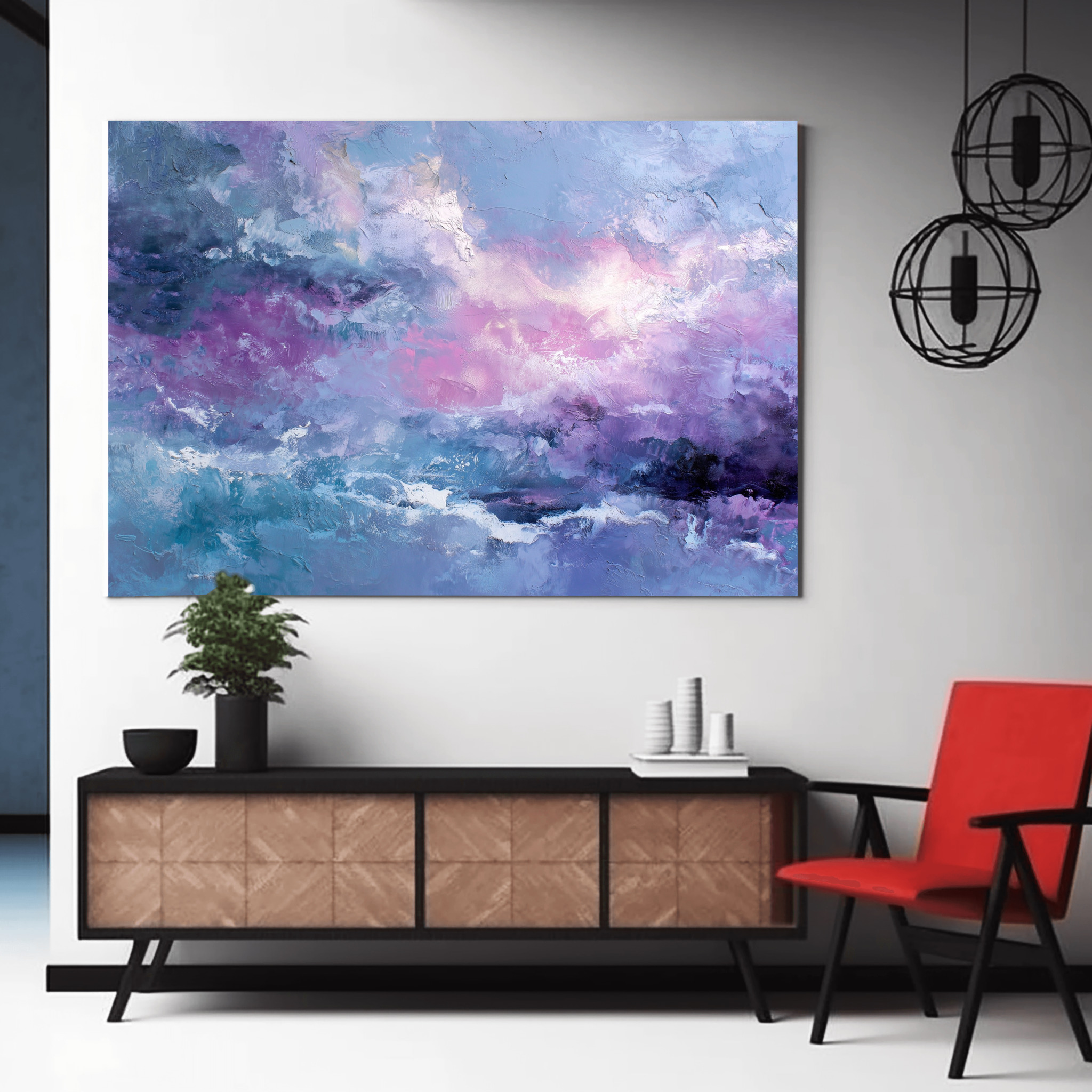 Lavender Skies large abstract printed canvas wall art, Living room wall art, Office Wall Art, Modern Art-2